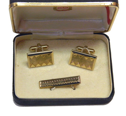 1950's Hickok cuff link and tie clip set