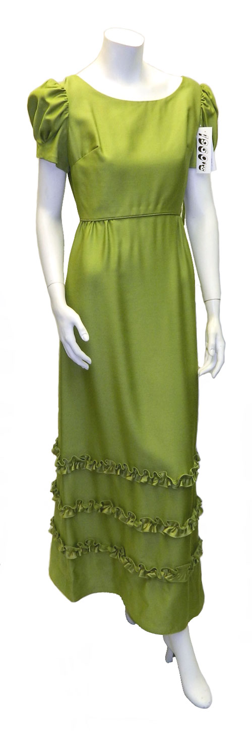 1960's long green prom dress