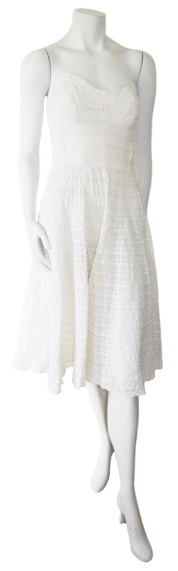 1950's white lace party dress
