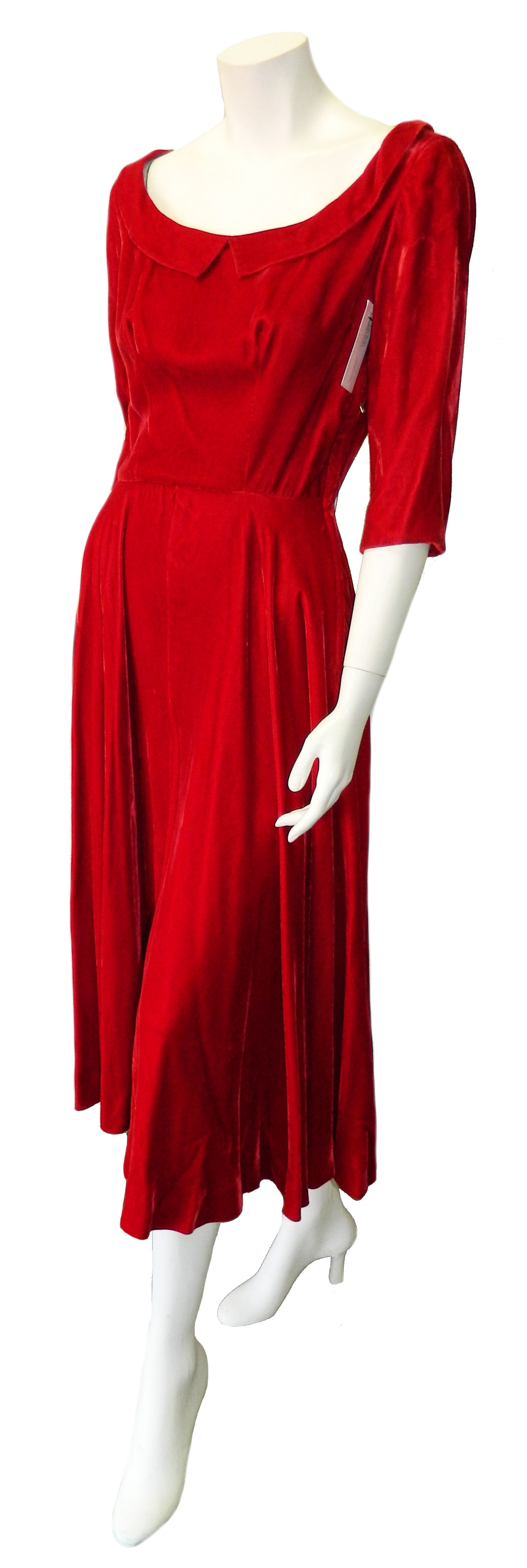 1950's red velvet dress