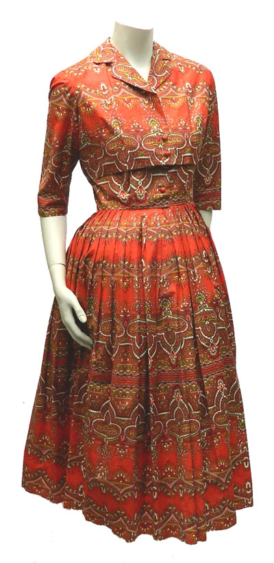 vintage 1950's red cotton dress