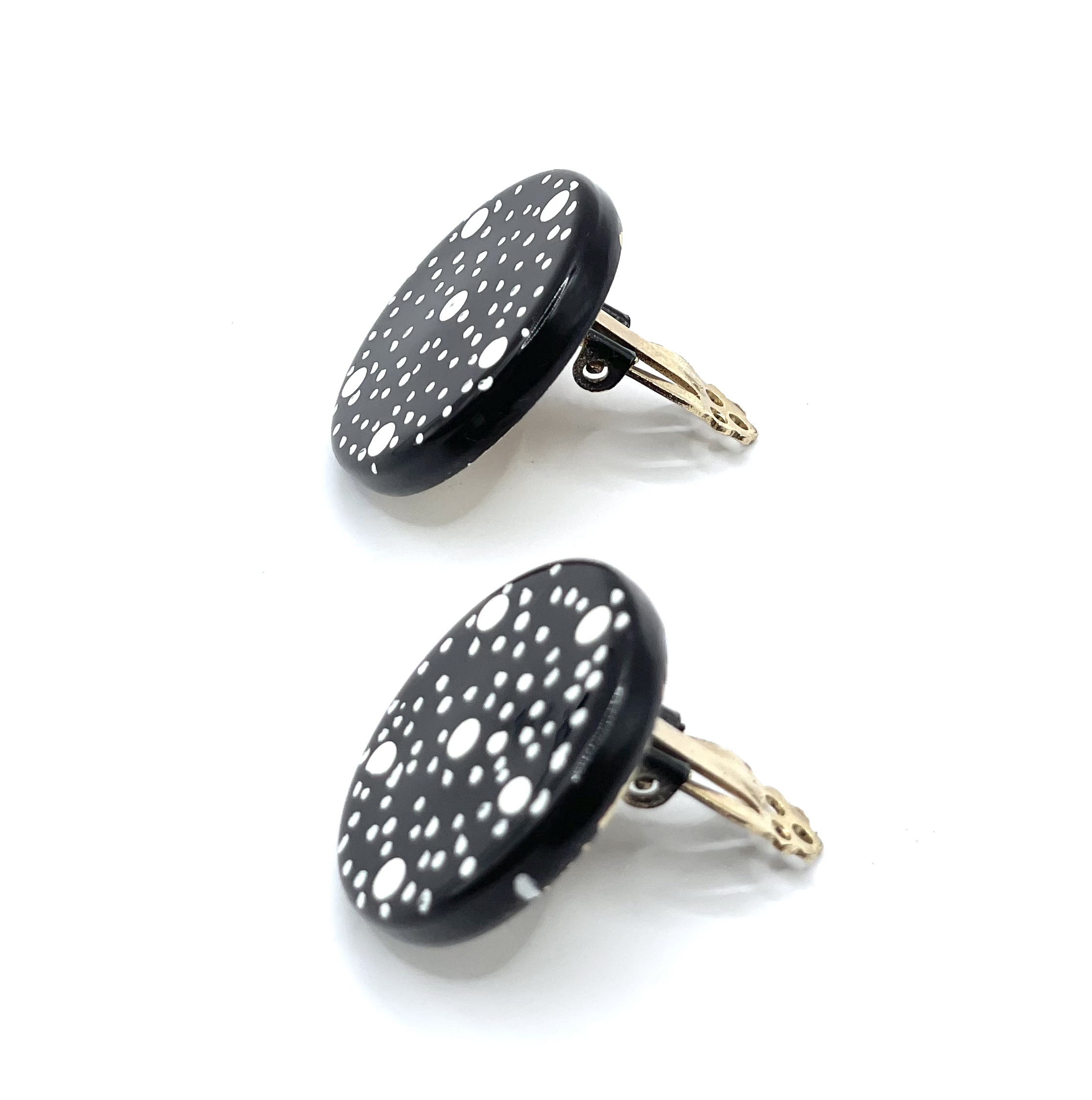 Black and white polka dot earrings