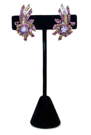 Vintage Hollycraft purple rhinestone earrings