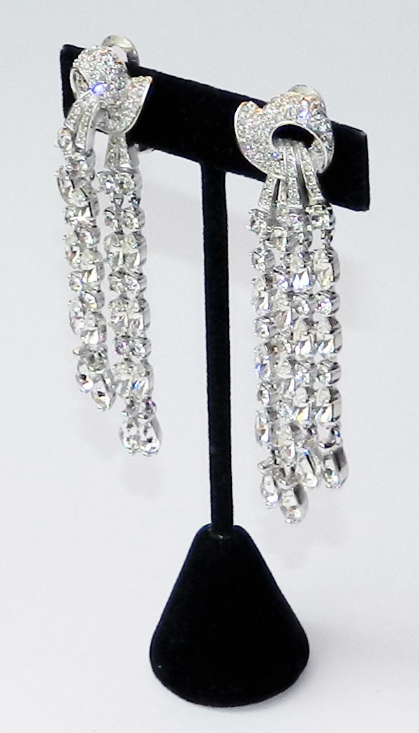 1950s Pennino rhinestone drop earrings