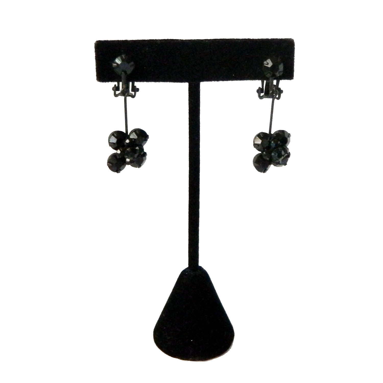 Black rhinestone drop earrings