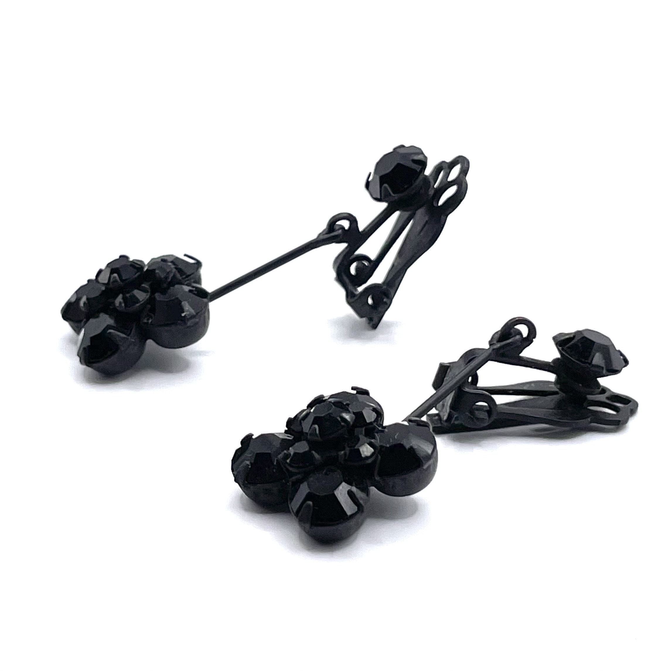Black rhinestone drop earrings