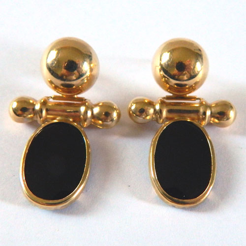 14k gold and black onyx earrings