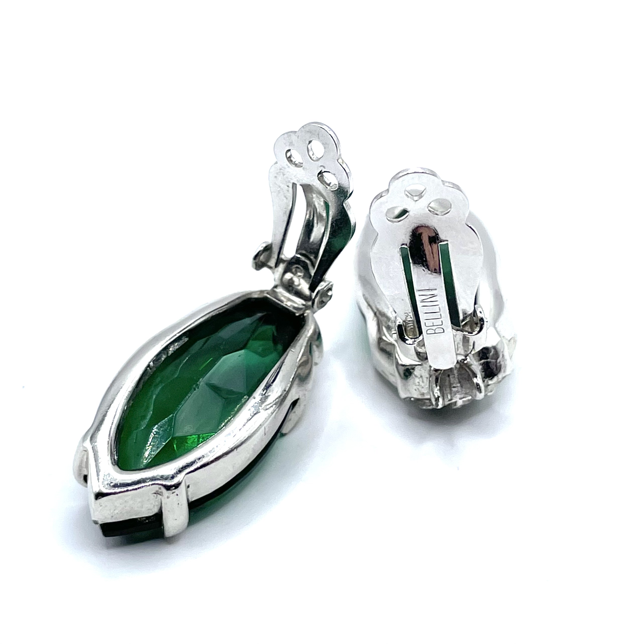 1950s green rhinestone earrings