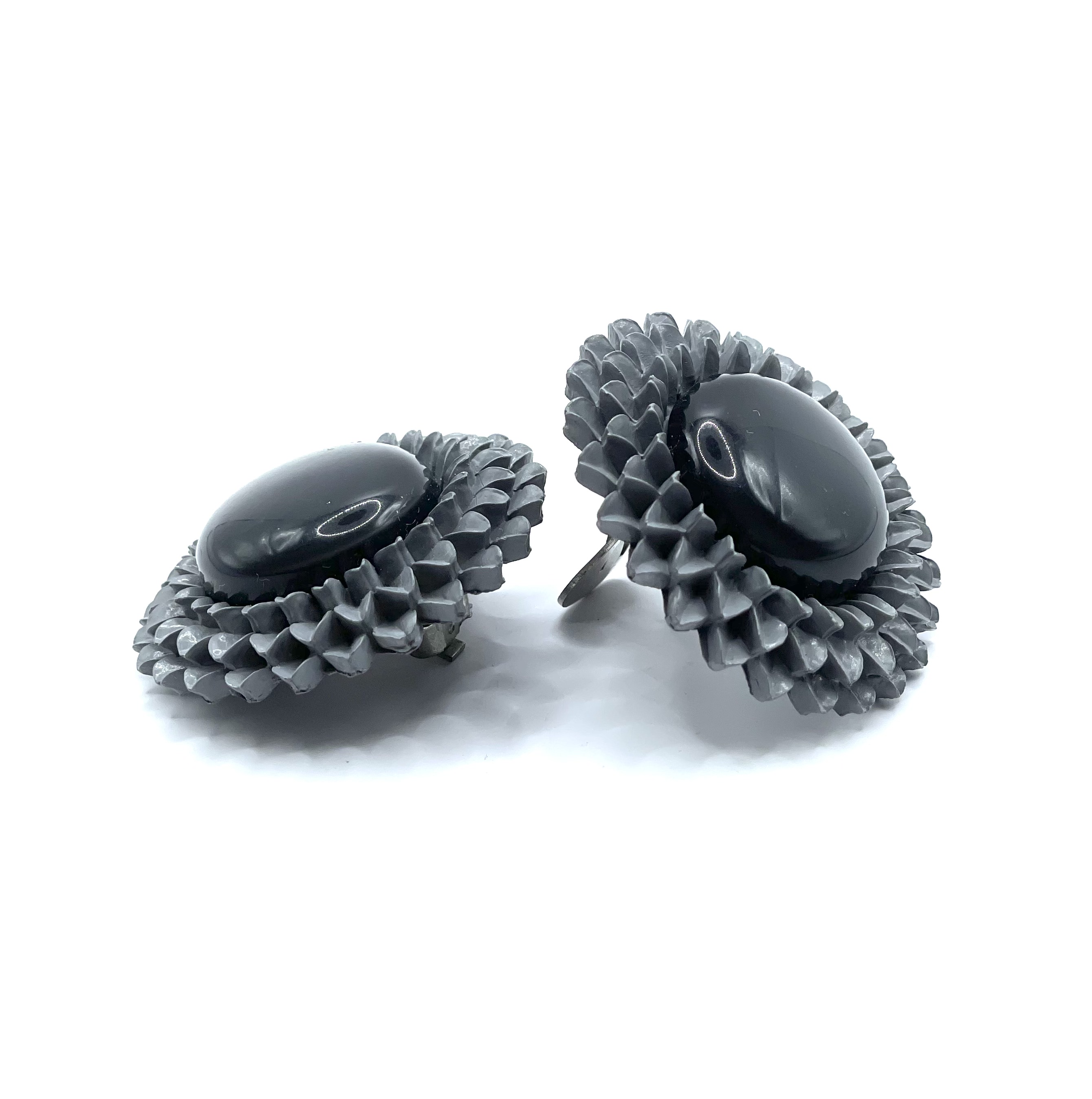 Grey lucite flower earrings