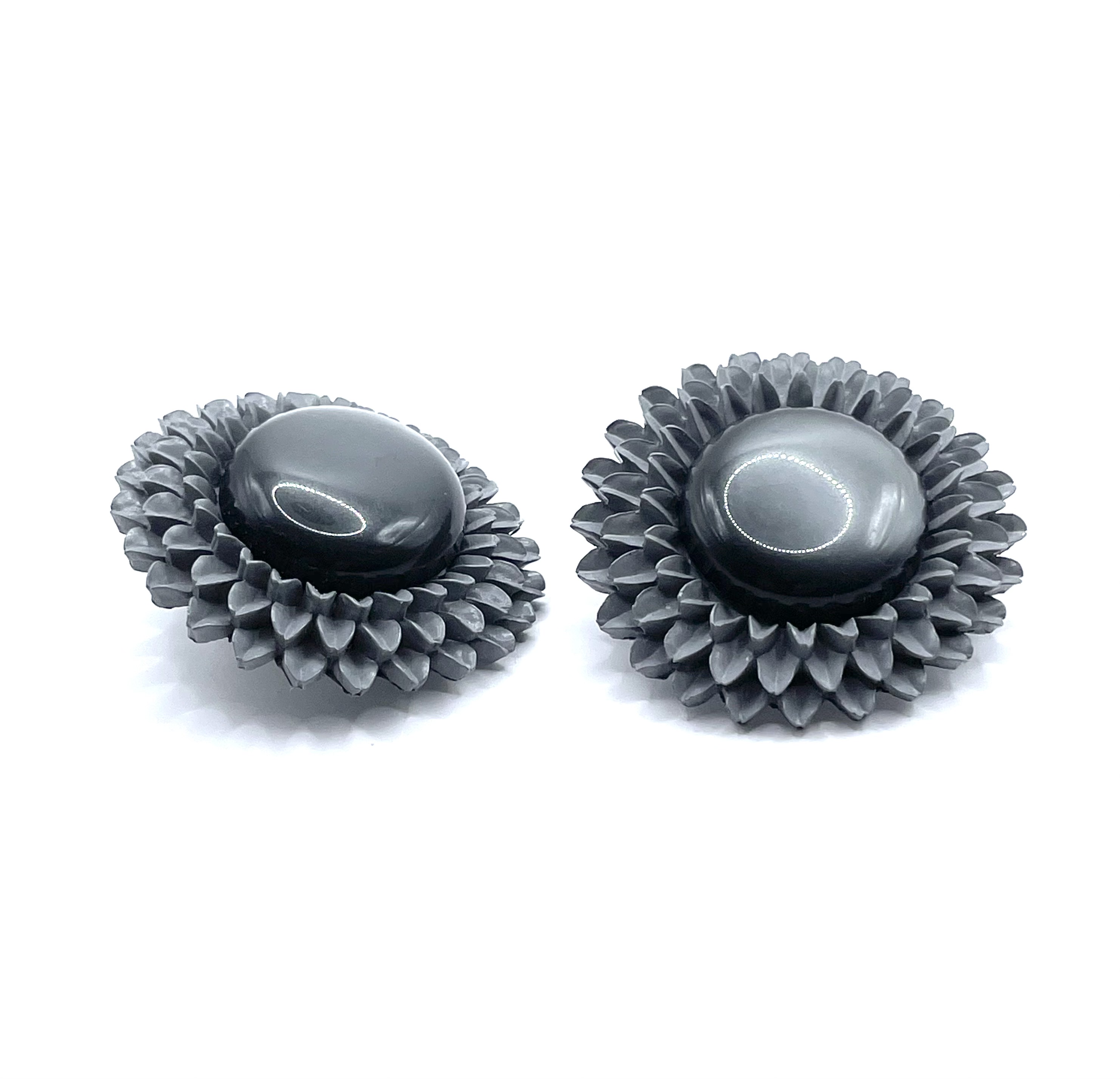 Grey lucite flower earrings
