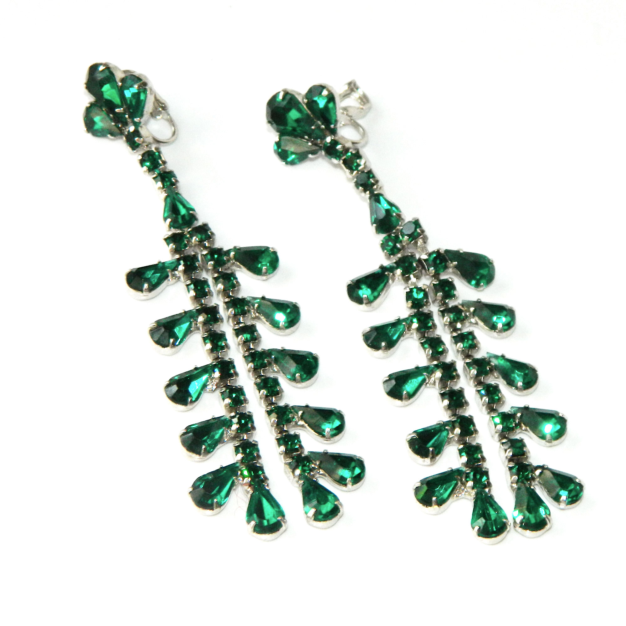 Green rhinestone drop earrings