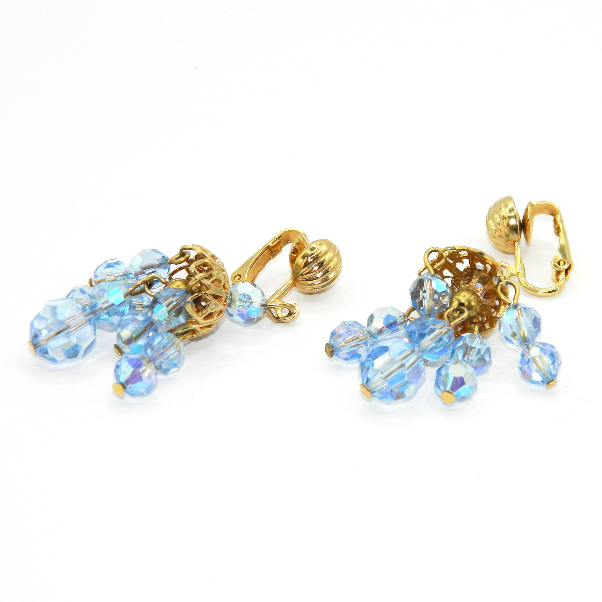 1950s crystal blue drop earrings