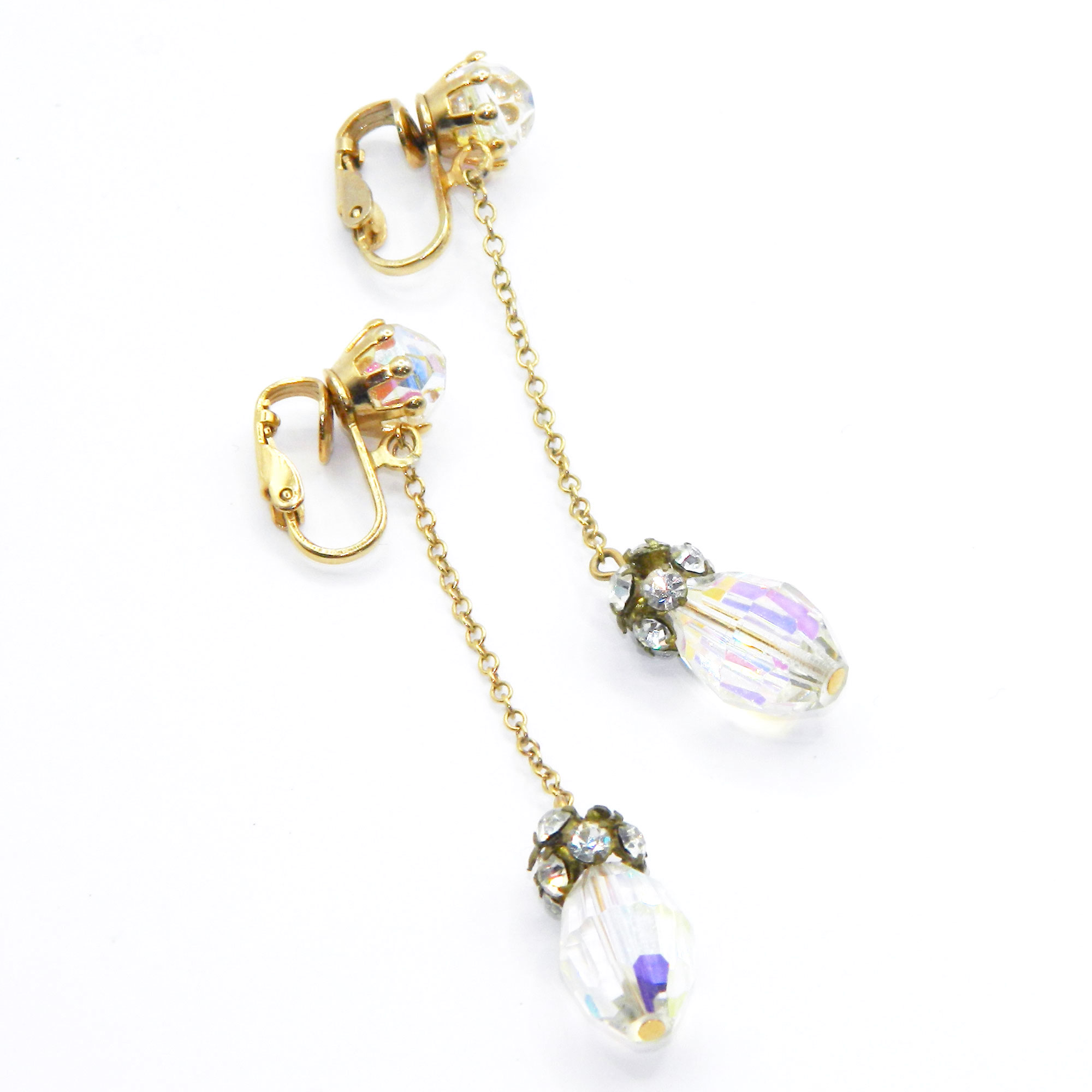 1950s Aurora Borealis crystal earrings