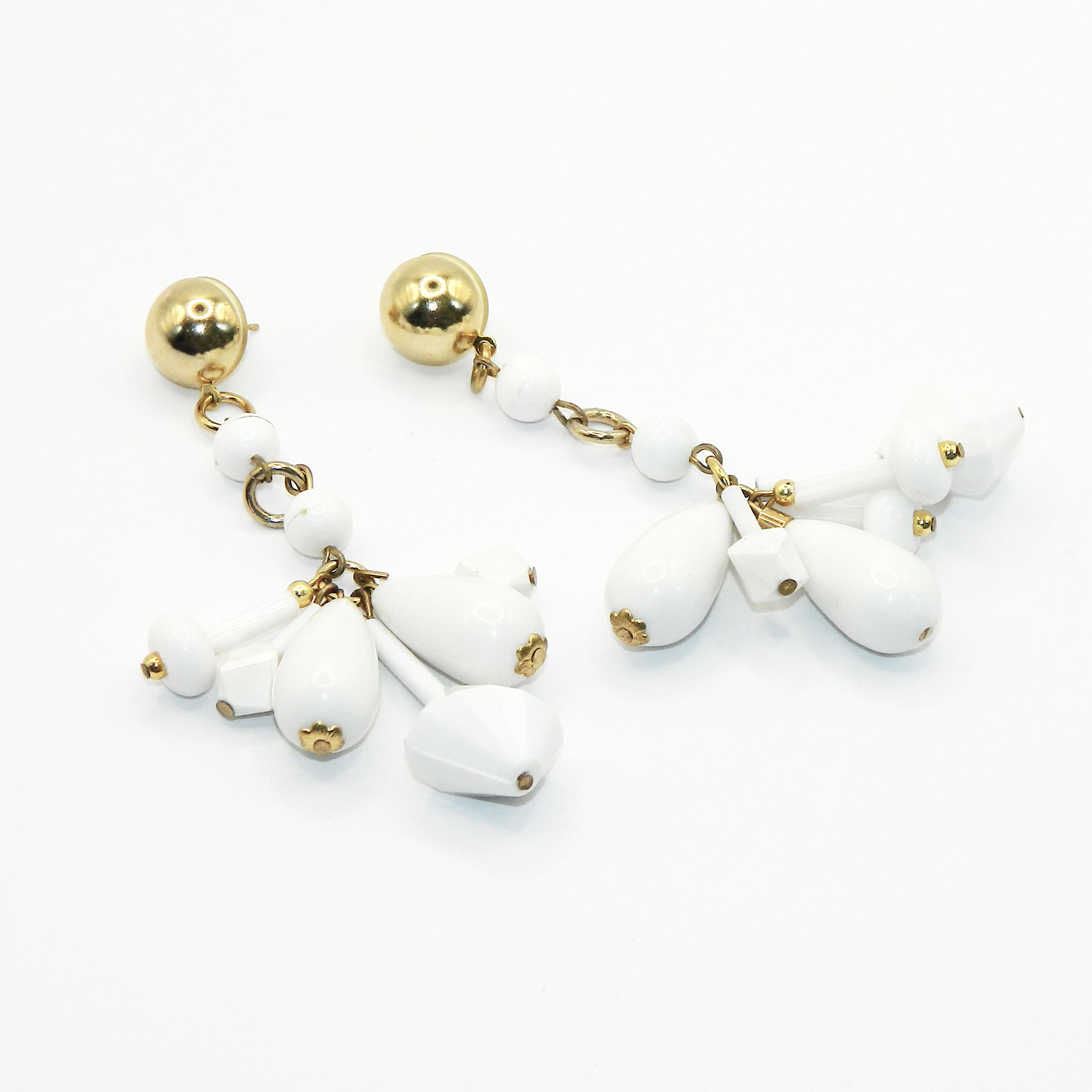 White plastic drop earrings