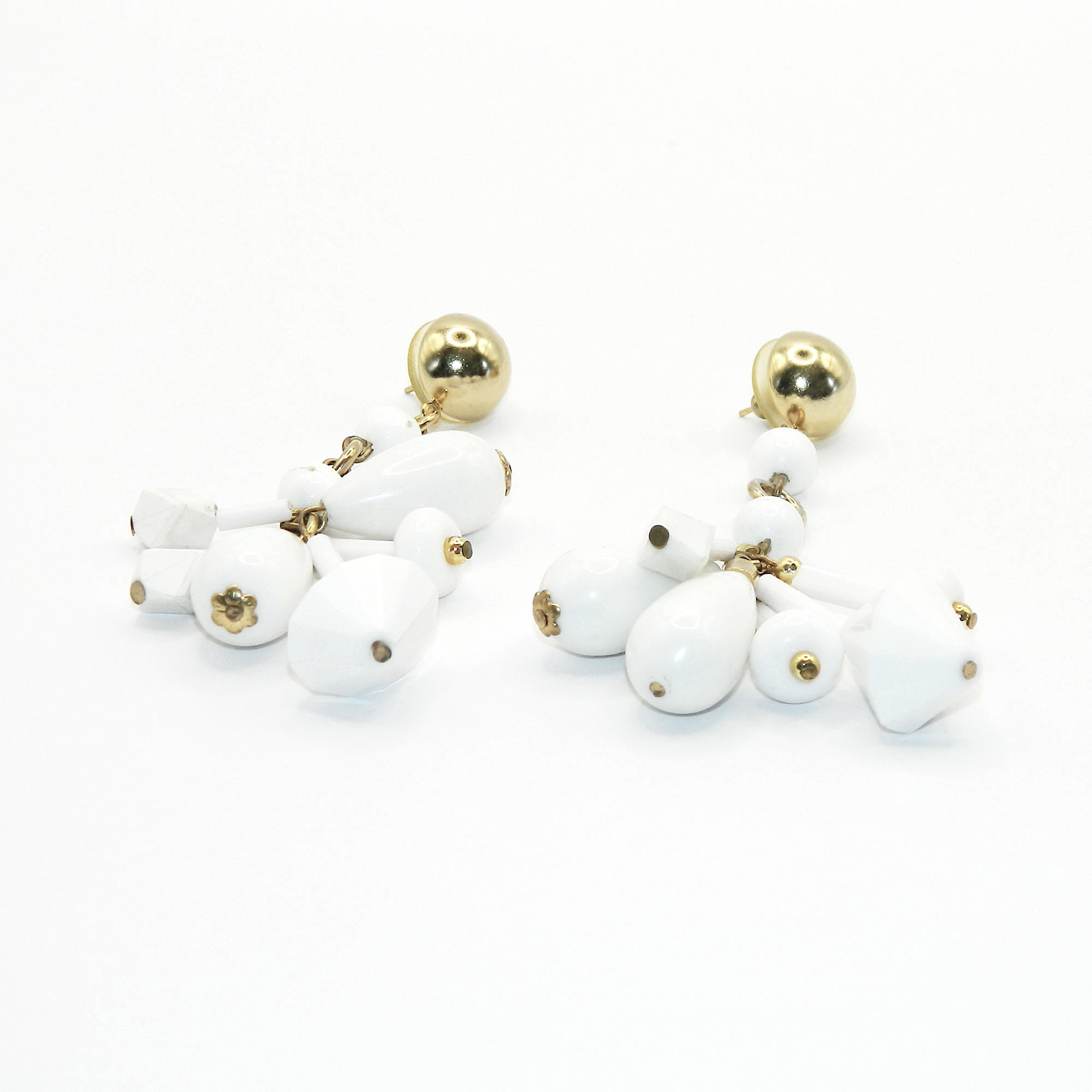 White plastic drop earrings