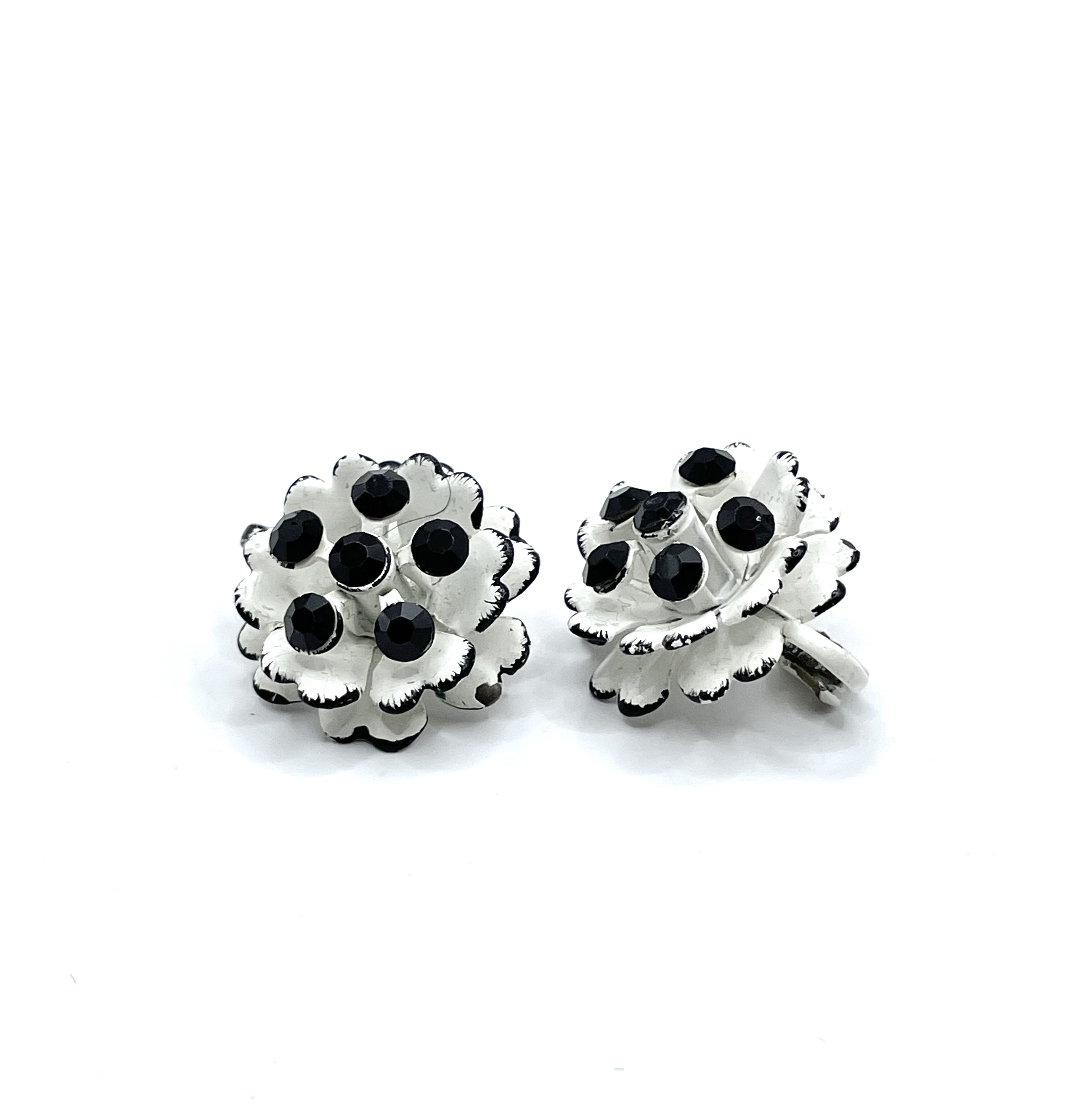 black and white flower earrings