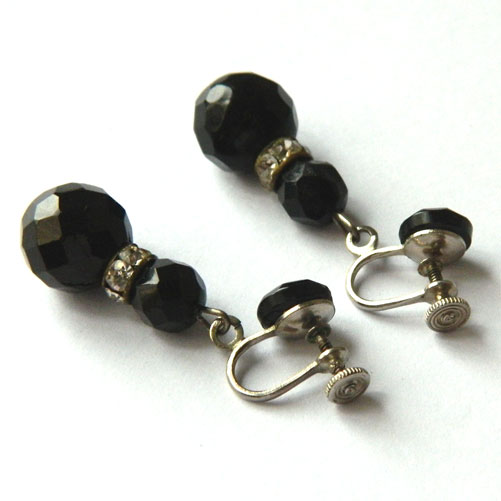 1950's black drop earrings