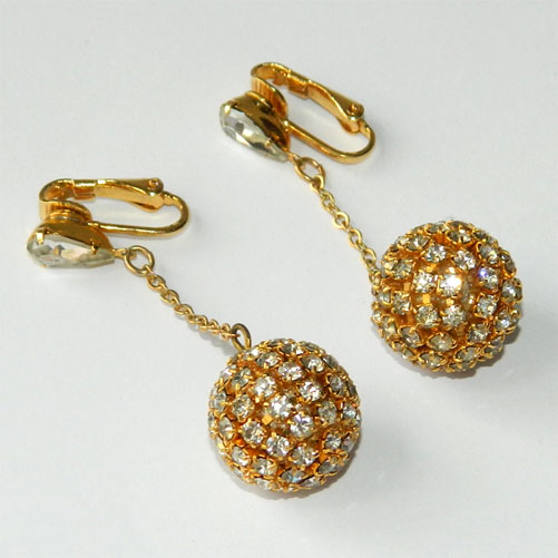 Rhinestone ball drop earrings