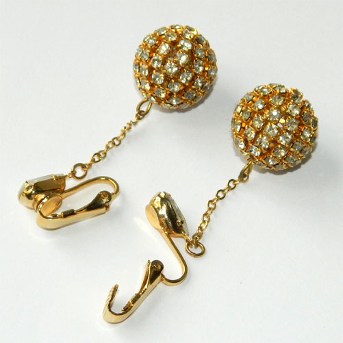 Rhinestone ball drop earrings