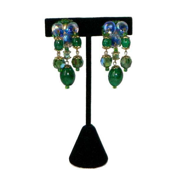 Hobe green glass drop earrings