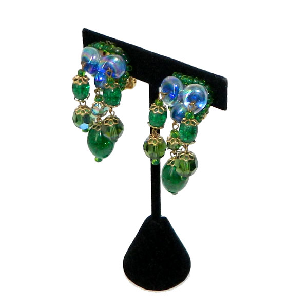 Hobé green glass drop earrings