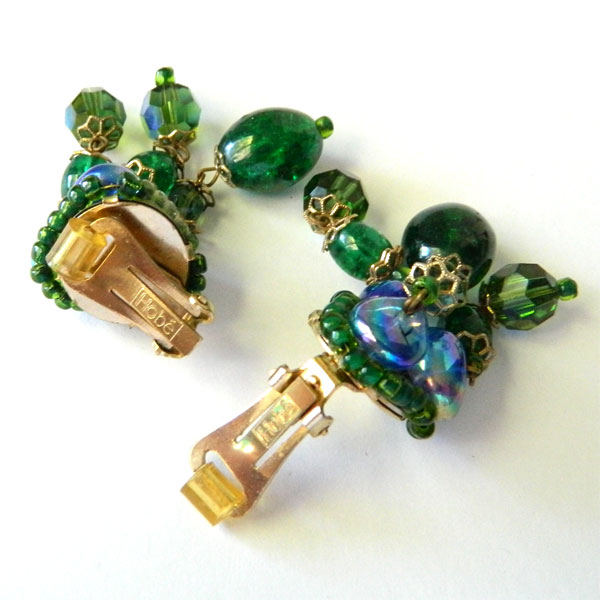Hobe green glass drop earrings