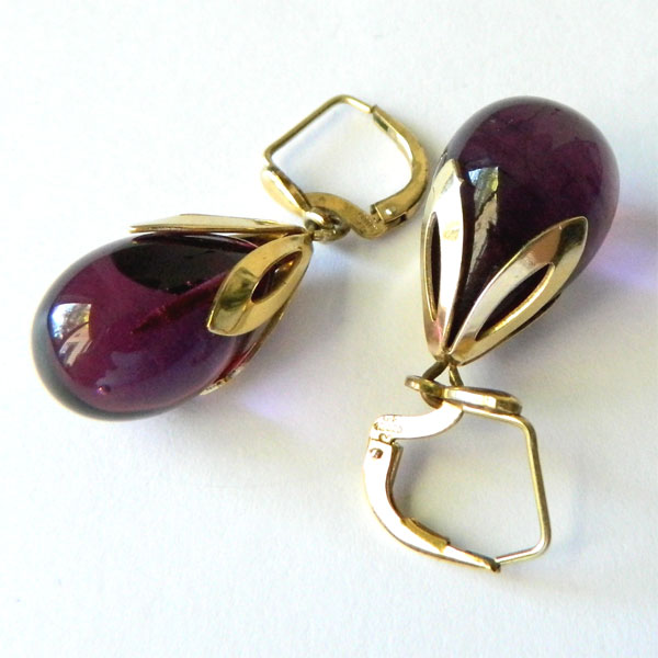 Purple drop earrings
