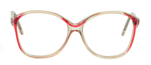 Transluscent red 1980s eyeglass frames