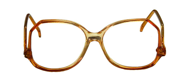 Transluscent orange 1980s eyeglass frames