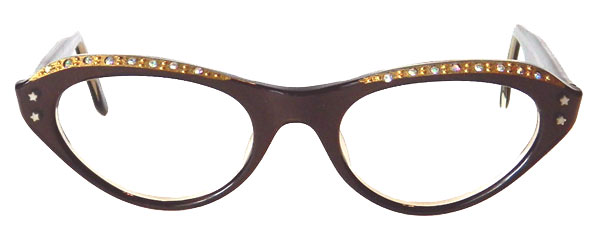 1950's rhinestone cat eye eyeglass frames