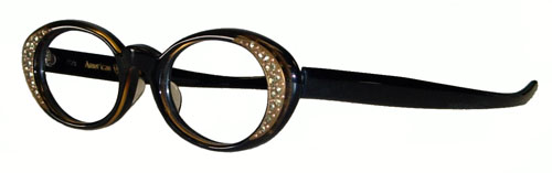 1960's oval rhinestone studded eyeglass frames
