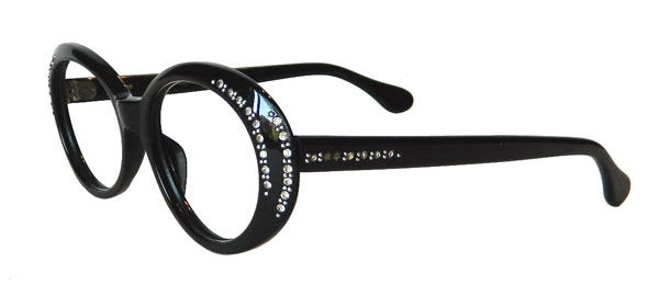 Rhinestone studded oval eyeglass frames