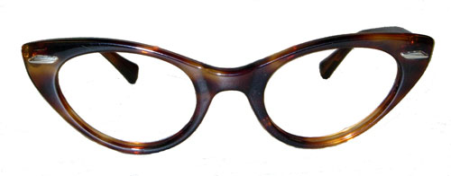 Vintage 1960's amber cat eye eyeglass frames