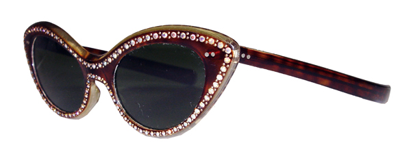 1950's rhinestone studded French cat eye sunglasses