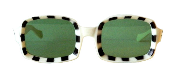 vintage 1960's black and white checkered mod sunglasses