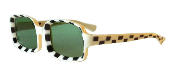 vintage 1960's black and white checkered mod sunglasses