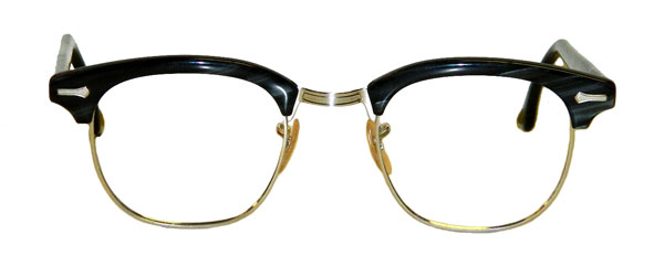 vintage 1950's mens black aluminum eyeglass frames