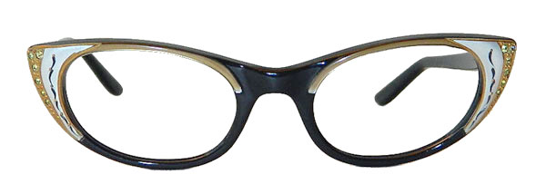 Vintage 1950's rhinestone studded cat eye eyeglasses