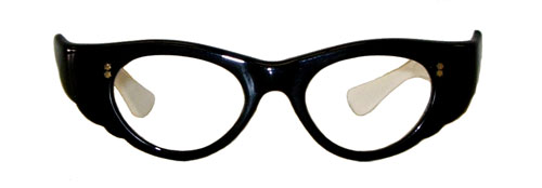 Black and white 1950's cat eye eyeglass frames