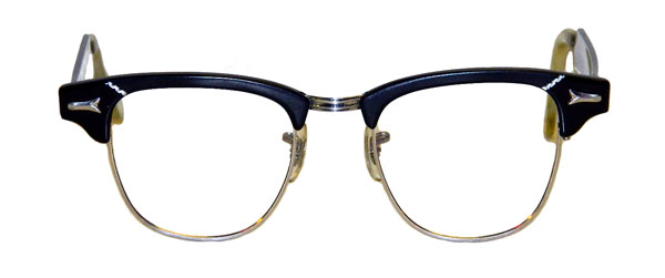 vintage 1950's mens black aluminum eyeglass frames