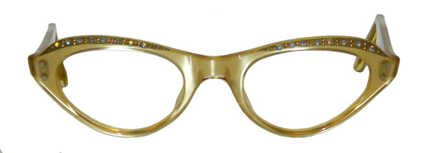 Vintage 1950's yellow rhinestone embellished eyeglass frames