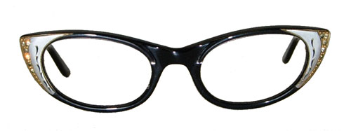 Vintage 1950's rhinestone studded cat eye eyeglasses