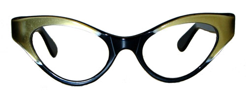 Vintage black and green cat eye eyeglass frames