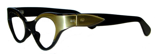 Vintage black and green cat eye eyeglass frames