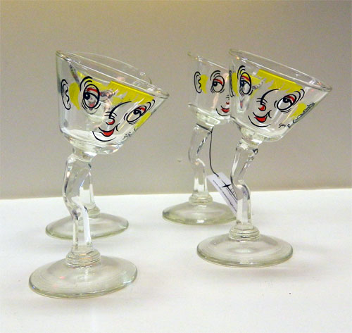 vintage crooked martini glasses