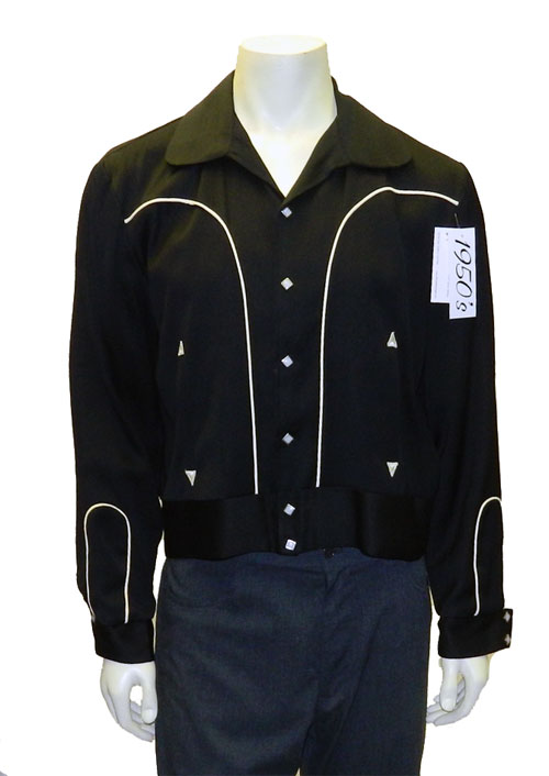 vintage 1950's black and white gabardine western ricky jacket