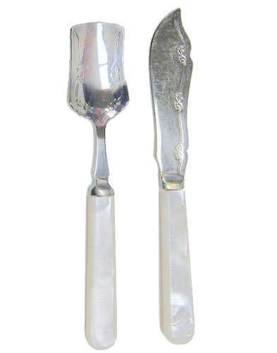 Vintage English silver plate marmalade knife and spoon