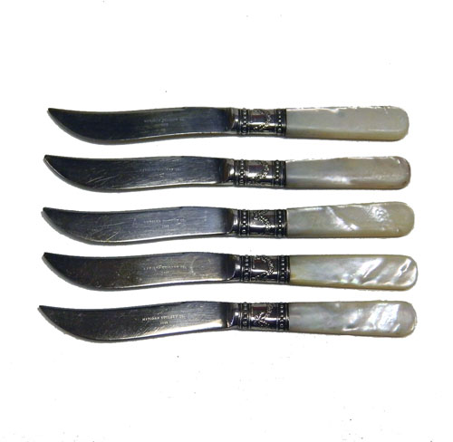 Meriden Cutlery silver and mother of pearl knife set
