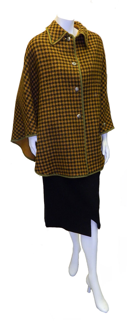 houndstooth check reversible cape