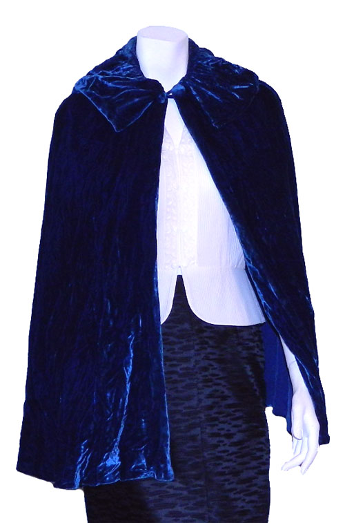 1930's blue velvet cape
